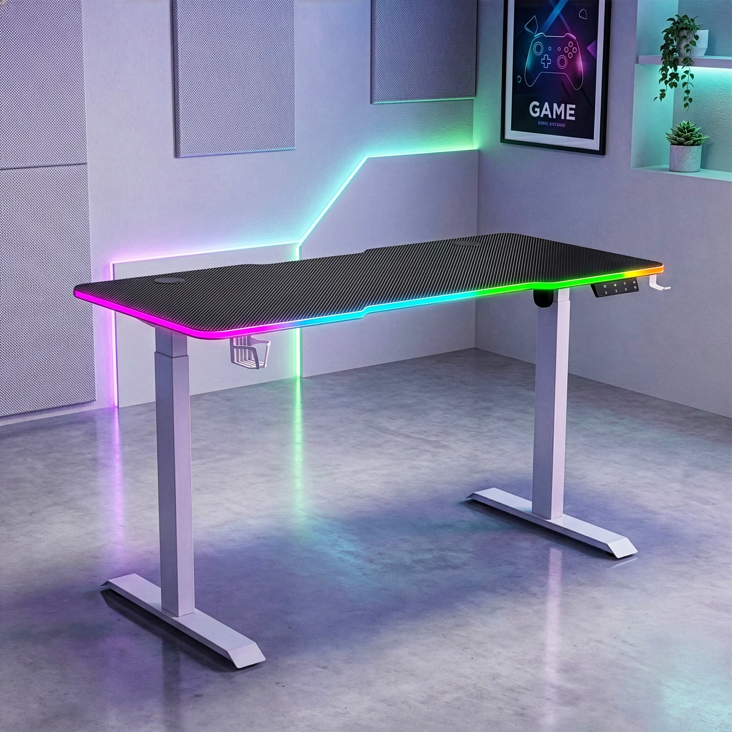 G-Flex RGB Aydınlatmalı Elektrikli Yükseklik Ayarlı Oyuncu Masası