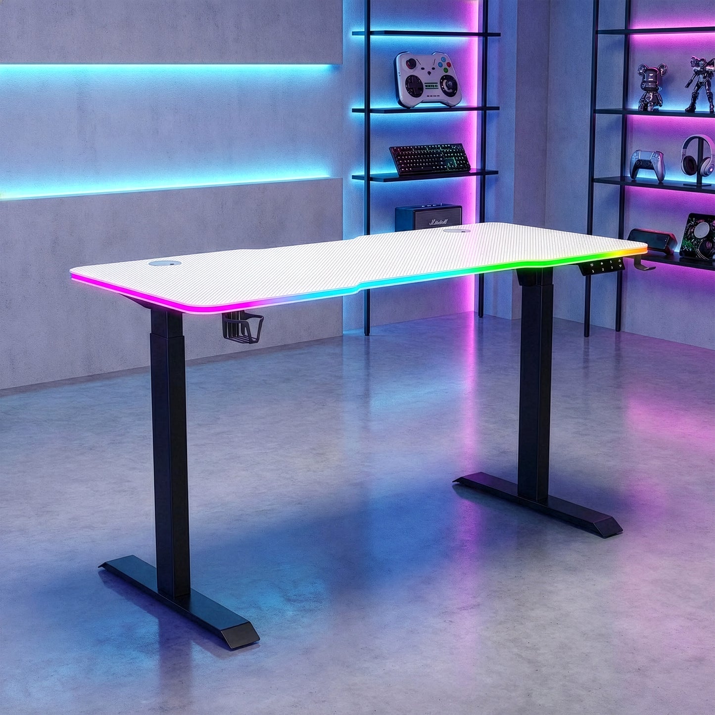 G-Flex RGB Aydınlatmalı Elektrikli Yükseklik Ayarlı Oyuncu Masası