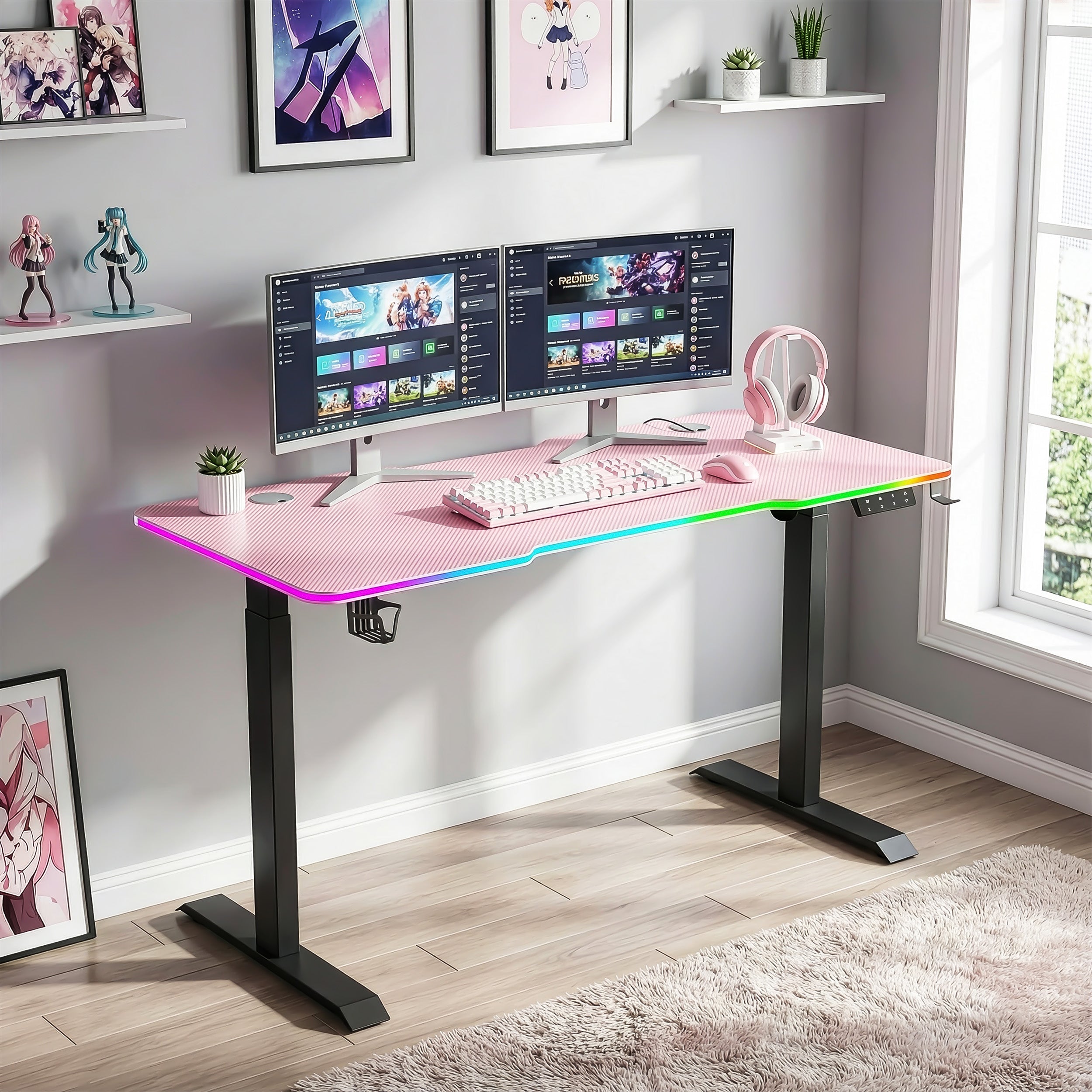 G-Flex RGB Aydınlatmalı Elektrikli Yükseklik Ayarlı Oyuncu Masası